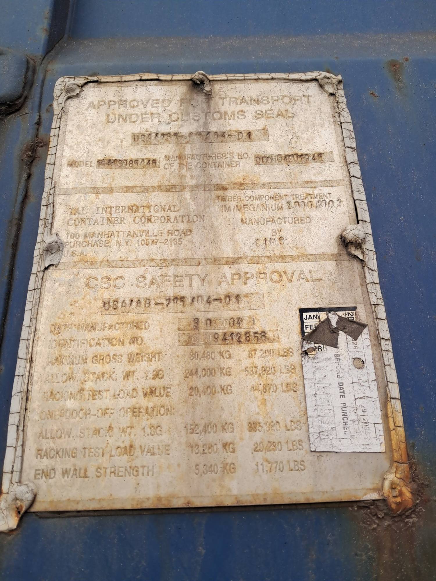 Морской контейнер TCLU9412856