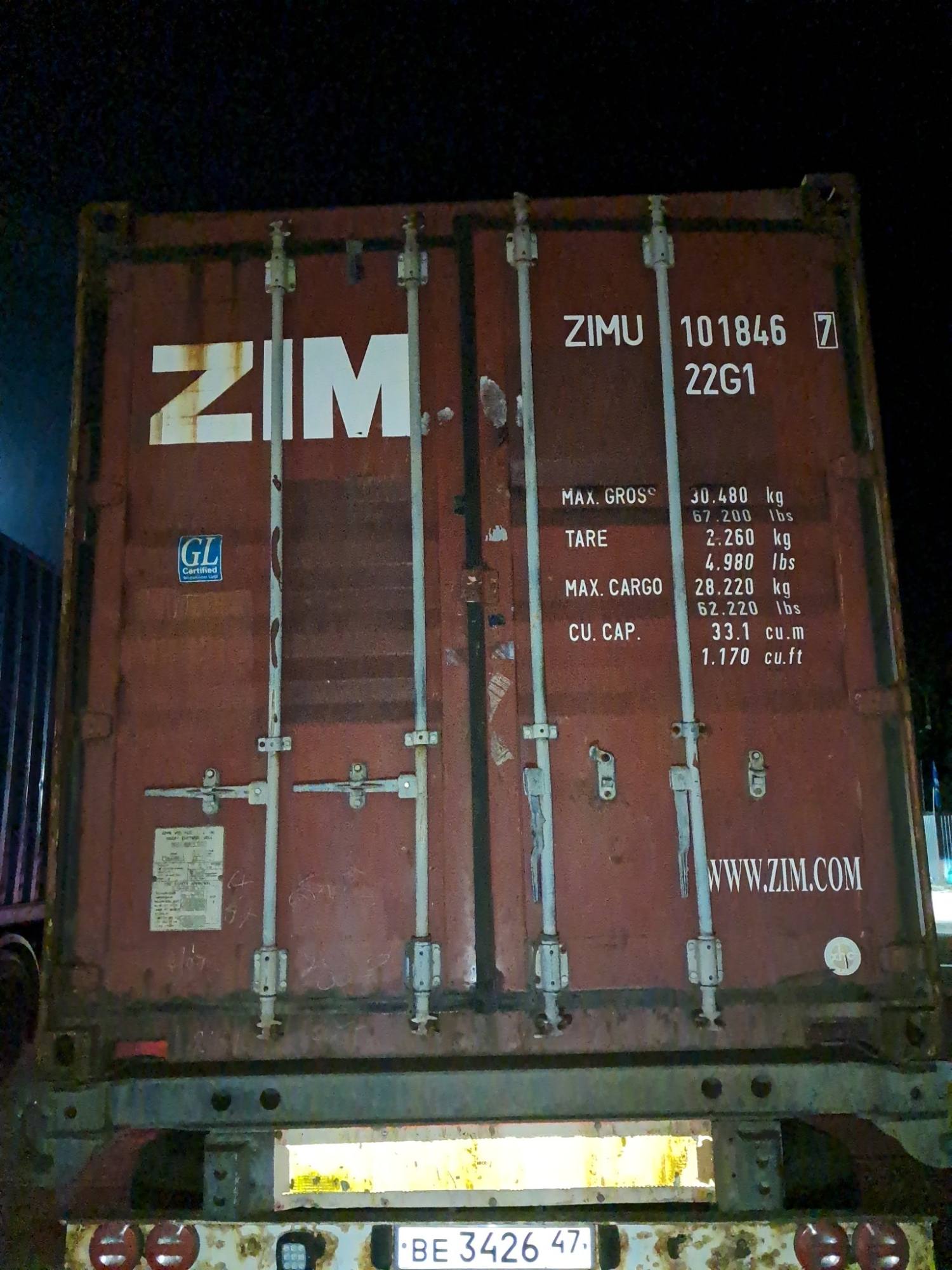 Морской контейнер ZIMU1018467